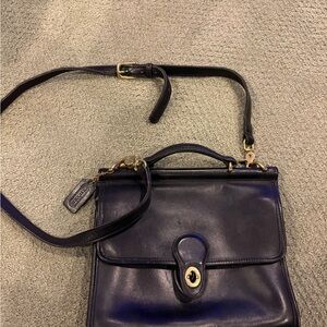 Coach Black Leather Shoulder Bag with Gold Accents